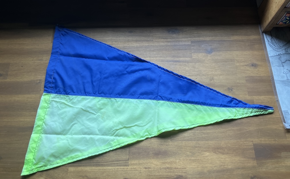 my bike safety flag, made when Russia invaded Ukraine